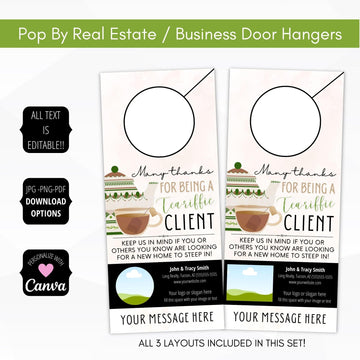 Tea theme pop by door hanger tags